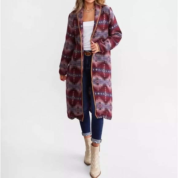 Ariat Women's Purple and Red Patterned Cardigan - Picture 2 of 8